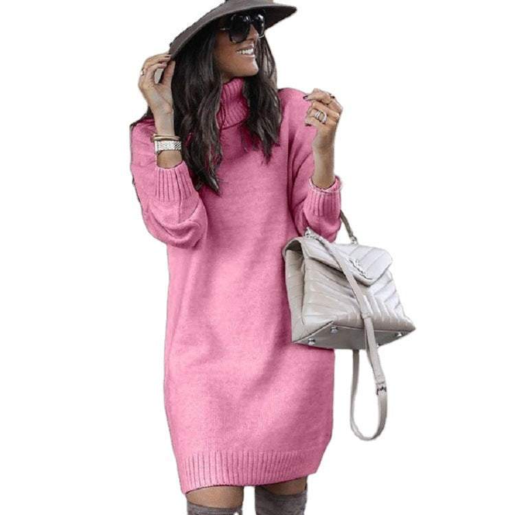 Robe pull en grosse maille pour femmes avec col montant et matériau doux Chic und Stil