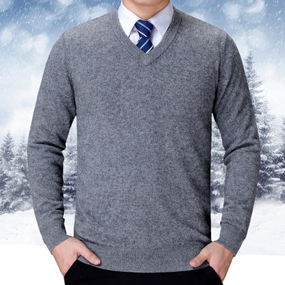 Pull à col en V en mélange de coton doux pour hommes Chic und Stil