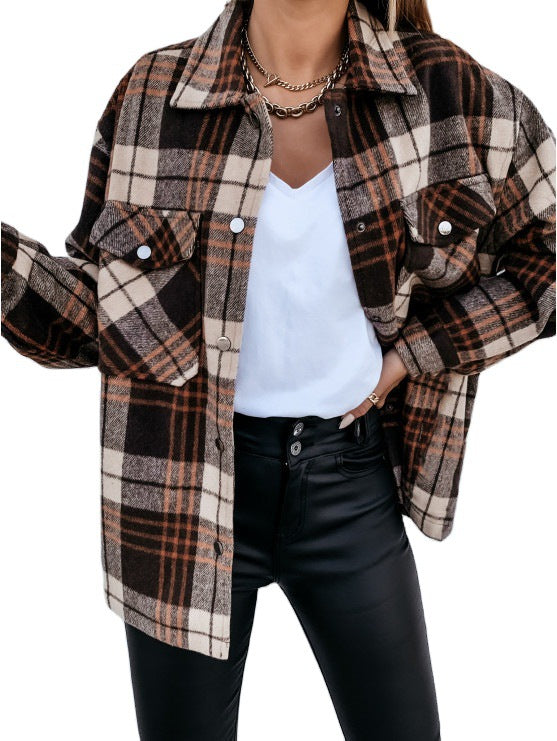 Chemise en flanelle à carreaux pour femmes à coupe oversize décontractée Chic und Stil