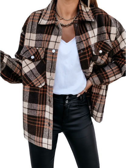 Chemise en flanelle à carreaux pour femmes à coupe oversize décontractée Chic und Stil