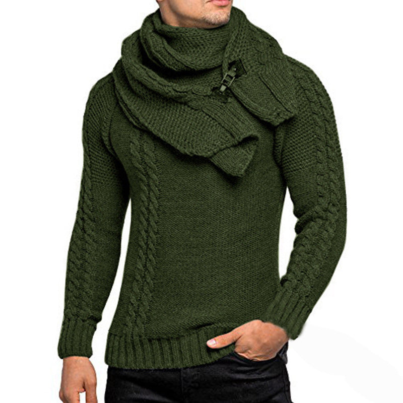 Pull en grosse maille pour hommes avec écharpe pratique Chic und Stil