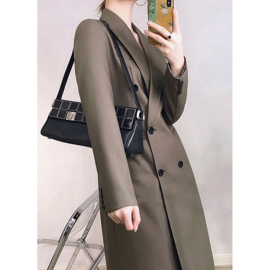 Blazer long ajusté double boutonnage pour femme Chic und Stil