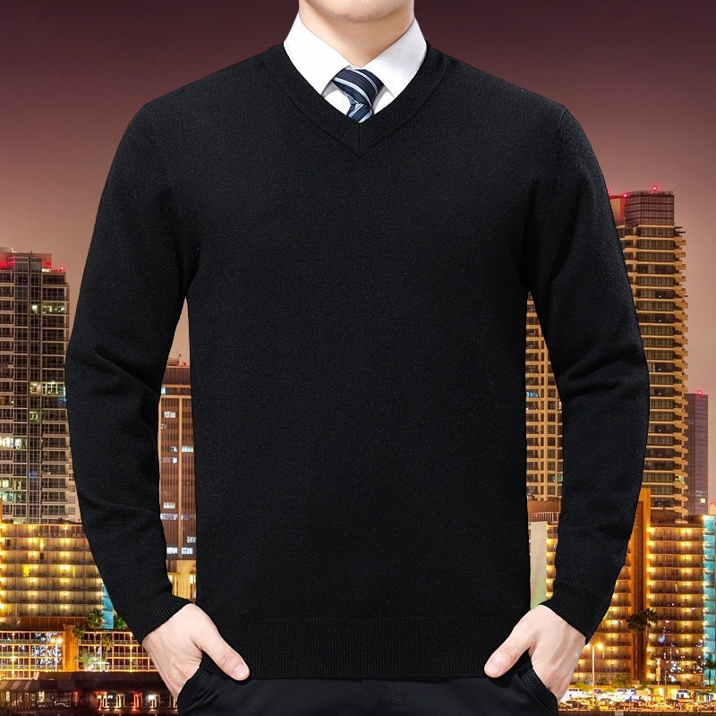 Pull à col en V en mélange de coton doux pour hommes Chic und Stil