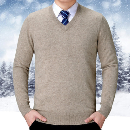 Pull à col en V en mélange de coton doux pour hommes Chic und Stil