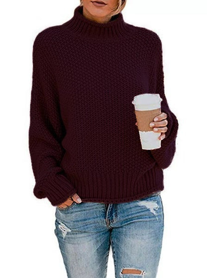 Dames pull en grosse maille avec col montant et surface texturée Chic und Stil