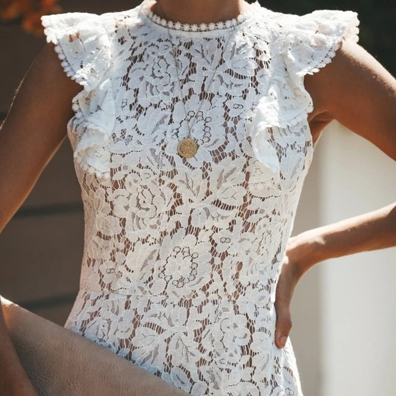 Robe en dentelle romantique pour femmes avec des détails en volants Chic und Stil