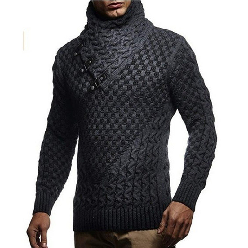Pull en tricot pour hommes avec un col haut innovant et un motif texturé Chic und Stil