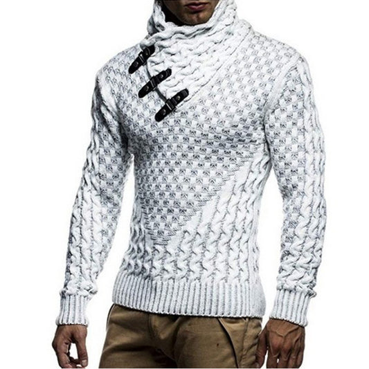 Pull en tricot pour hommes avec un col haut innovant et un motif texturé Chic und Stil
