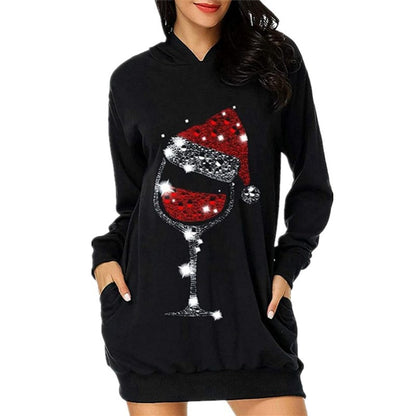 Robe à capuche pour femmes avec poches pratiques et inscription tendance Chic und Stil