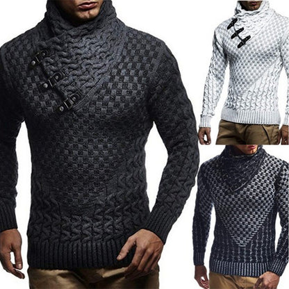 Pull en tricot pour hommes avec un col haut innovant et un motif texturé Chic und Stil