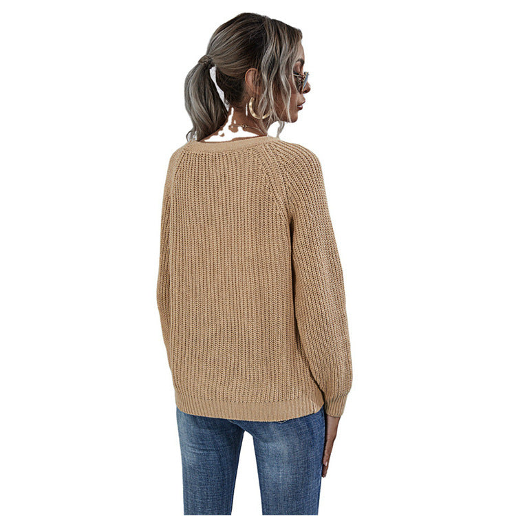 Dames cardigan décontracté avec décolleté en V profond et gros boutons Chic und Stil