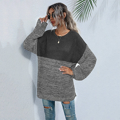 Pull en tricot confortable pour femmes avec un design moderne de blocs de couleur Chic und Stil