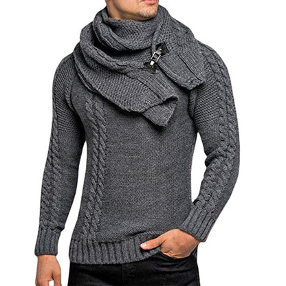 Pull en grosse maille pour hommes avec écharpe pratique Chic und Stil
