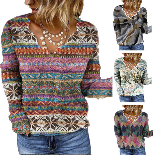 Pull en viscose femmes avec design géométrique créatif Chic und Stil