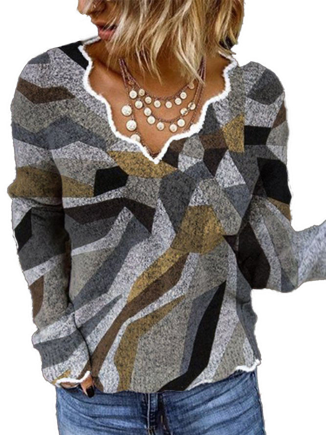Pull en viscose femmes avec design géométrique créatif Chic und Stil
