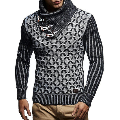 Pull en tricot pour hommes avec col montant et design de structure innovant Chic und Stil