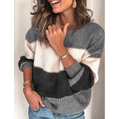 Pull en tricot décontracté pour femmes avec motif à rayures colorées Chic und Stil