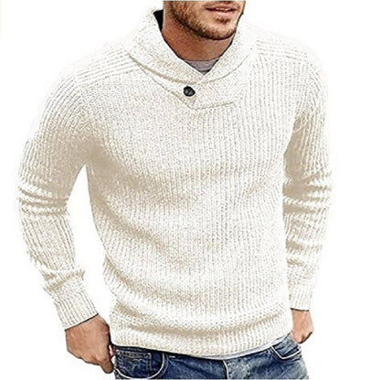 Pull-over à col roulé en grosse maille pour hommes avec détails en bouton Chic und Stil