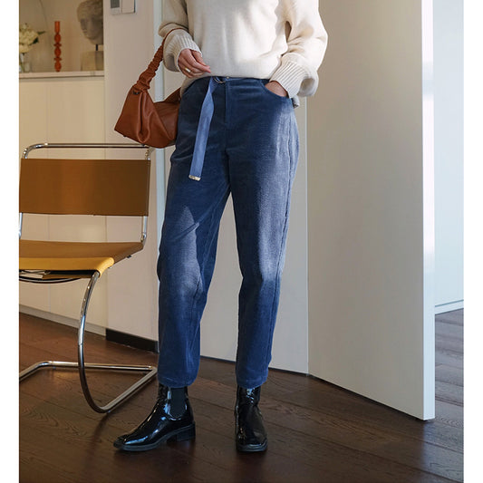 Pantalons large en velours côtelé taille haute pour femmes Chic und Stil