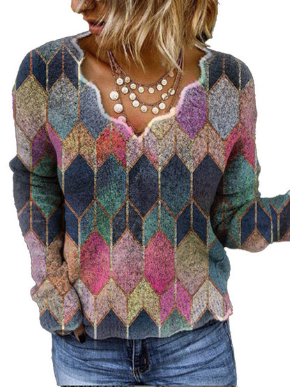 Pull en viscose femmes avec design géométrique créatif Chic und Stil