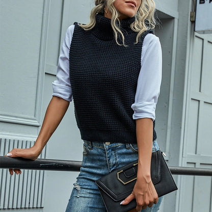 Pull femme en gros tricot avec col haut et motif structuré raffiné Chic und Stil