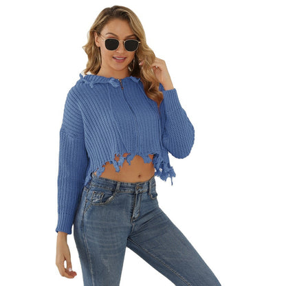 Dames Gros Tricot Hoodie avec devant ouvert et cordon de serrage Chic und Stil