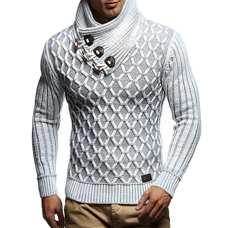 Pull en tricot pour hommes avec col montant et design de structure innovant Chic und Stil