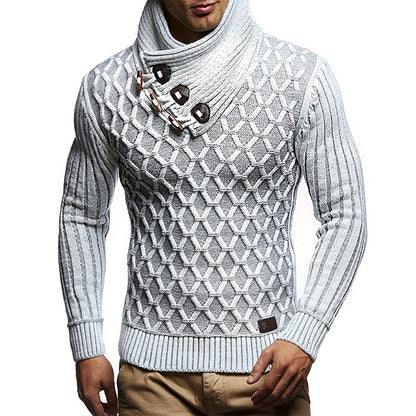 Pull en tricot pour hommes avec col montant et design de structure innovant Chic und Stil