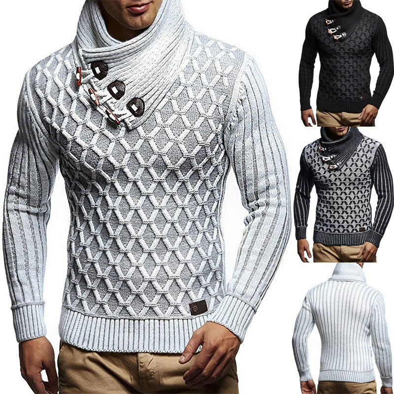 Pull en tricot pour hommes avec col montant et design de structure innovant Chic und Stil