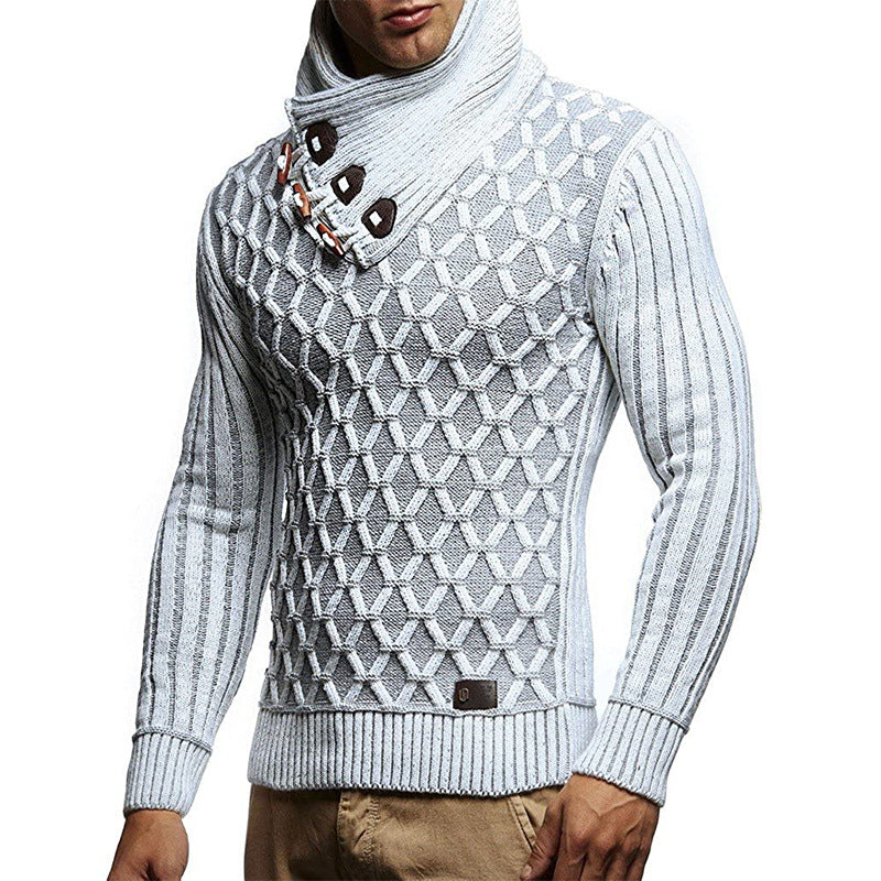 Pull en tricot pour hommes avec col montant et design de structure innovant Chic und Stil