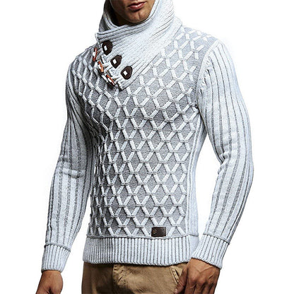 Pull en tricot pour hommes avec col montant et design de structure innovant Chic und Stil
