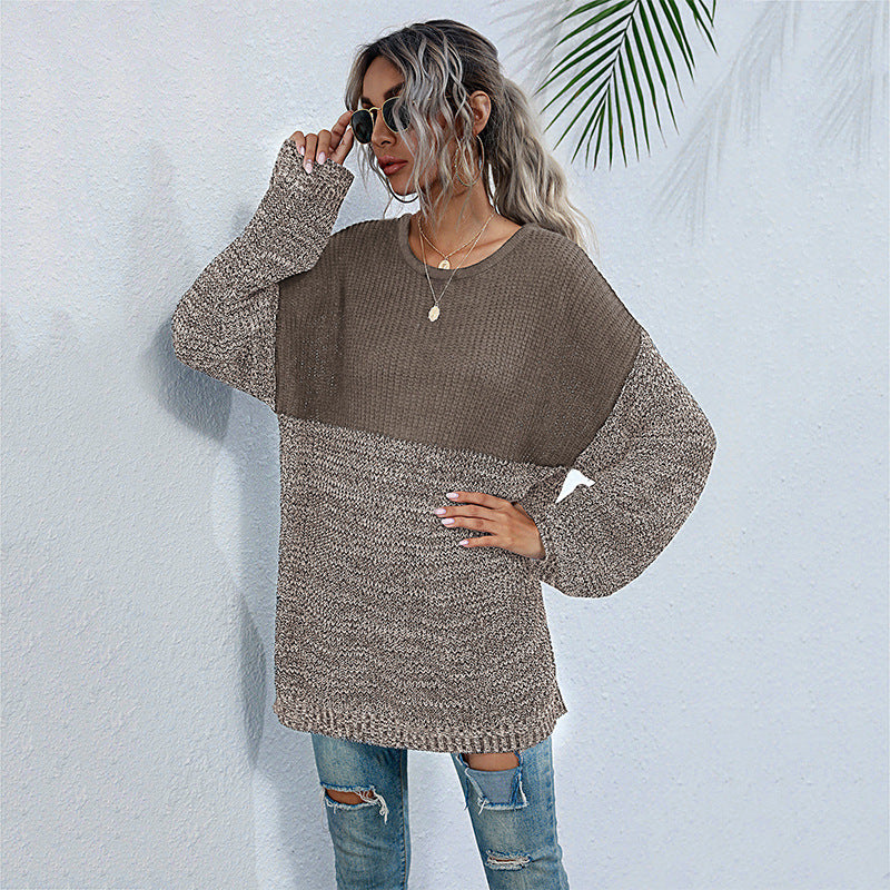 Pull en tricot confortable pour femmes avec un design moderne de blocs de couleur Chic und Stil