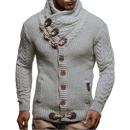 Asymmetrical collar knit jacket for men Chic und Stil
