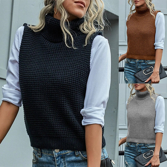 Pull femme en gros tricot avec col haut et motif structuré raffiné Chic und Stil