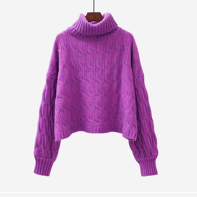 Pull en grosse maille douillette pour femmes avec col montant et motif en torsades Chic und Stil