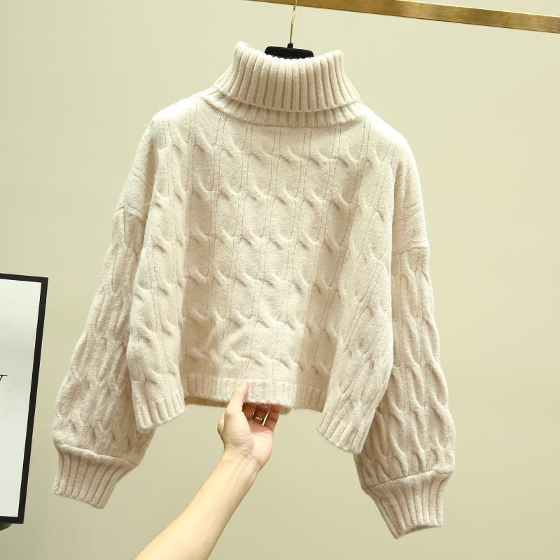 Pull en grosse maille douillette pour femmes avec col montant et motif en torsades Chic und Stil