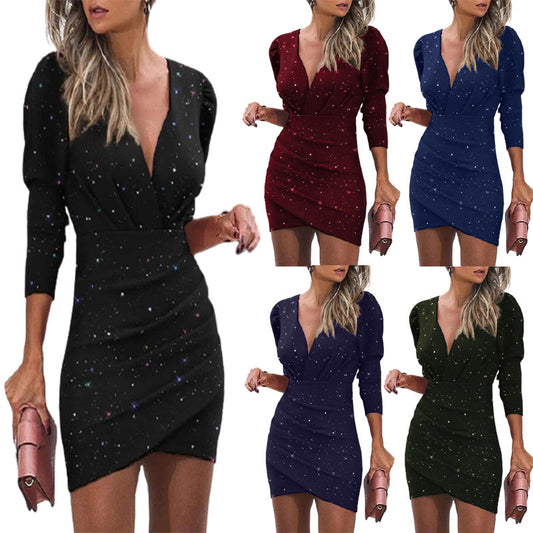 Robe courte ajustée pour femmes avec manches bouffantes Chic und Stil
