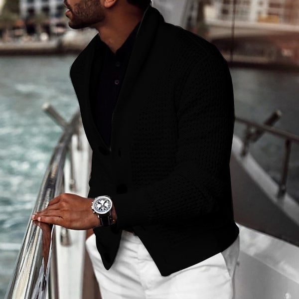 Cardigan tricot décontracté pour hommes avec motif trous innovant et coupe moderne Chic und Stil