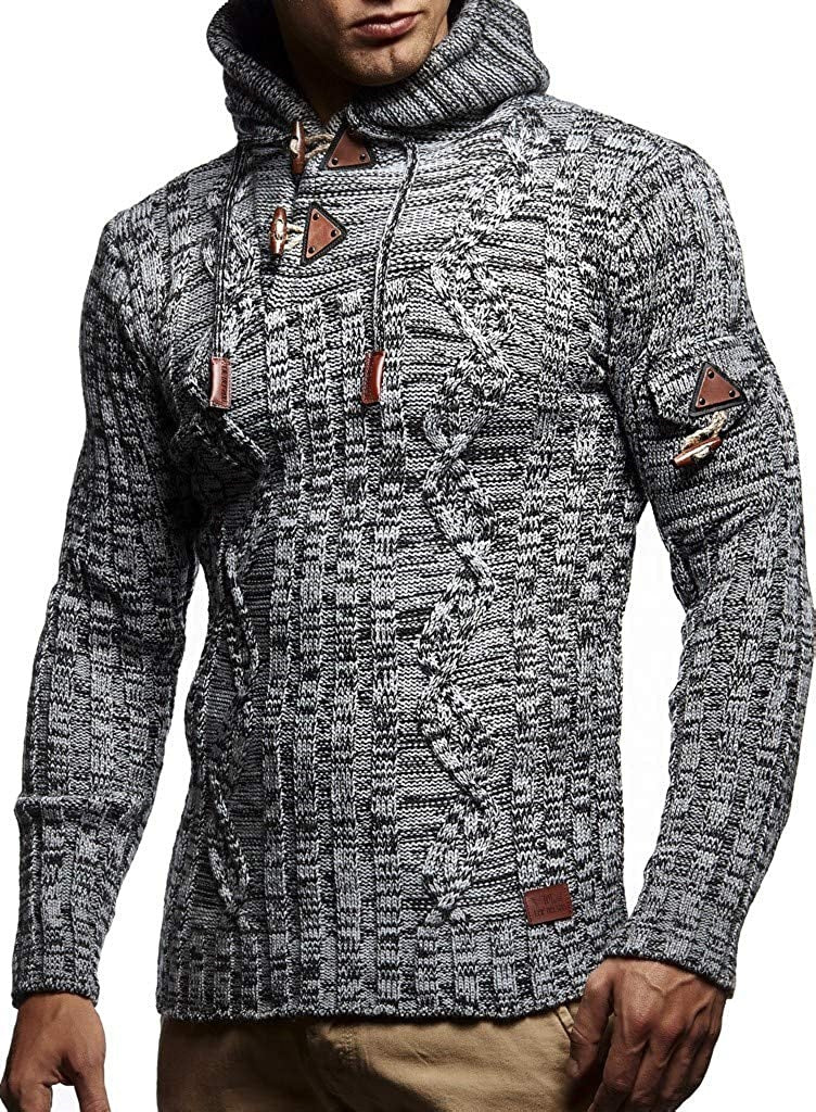 Pull en gros tricot pour hommes avec capuche et détails de lacets décoratifs Chic und Stil