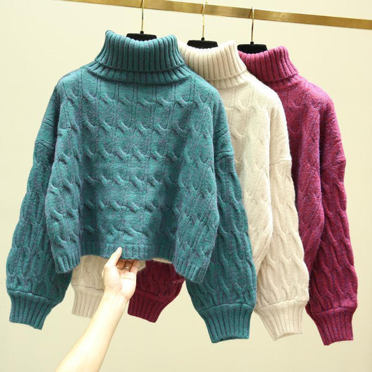 Pull en grosse maille douillette pour femmes avec col montant et motif en torsades Chic und Stil
