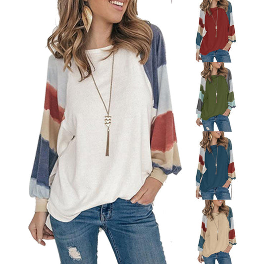 Sweat-shirt féminin à la mode avec des manches bouffantes colorées et une coupe décontractée Chic und Stil