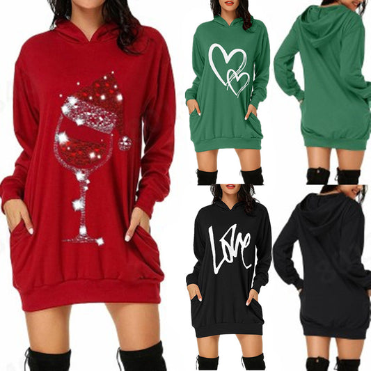 Robe à capuche pour femmes avec poches pratiques et inscription tendance Chic und Stil