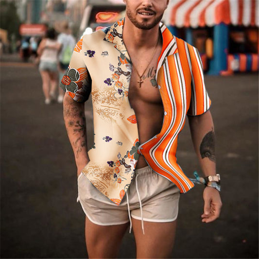 T-shirt de loisirs à manches courtes pour hommes avec impression maritime Chic und Stil
