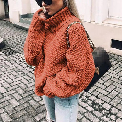 Dames pull en grosse maille avec col montant et surface texturée Chic und Stil
