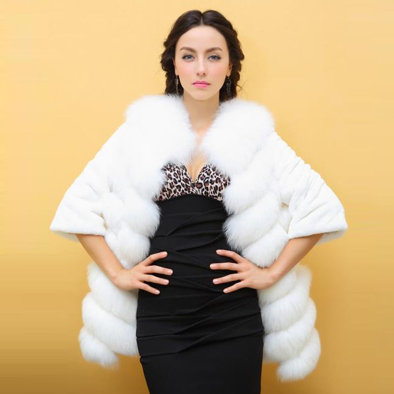 Dames Élégant coupe-vent en fausse fourrure avec manches volumineuses Chic und Stil