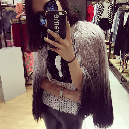 Dames Élégante Veste en fausse fourrure avec épaulettes Chic und Stil