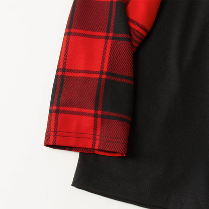 Chic und Stil | Christmas tree & "2025 Creating Memories Together" patterned contrast top and black-red checkered pants family matching pajama set