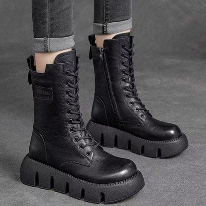 Chic und Stil | Bottes d'hiver avec fermeture éclair - Semelle antidérapante - Doublées chaudes - Aspect cuir véritable