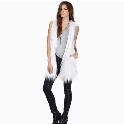 Dames Élégante Gilet en Fourrure Synthétique avec Poches Latérales et Coupe Décontractée Chic und Stil