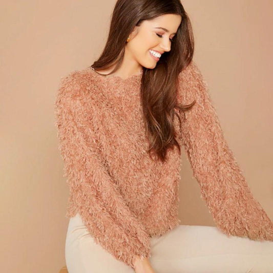 Chic and Stil | Round neck teddy sweater